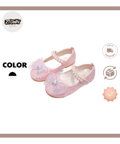 Giày Búp Bê Bé Gái 330 Cực Xinh Hàng Quảng Châu Cao Cấp Mẫu Mới Đi Tiệc Đi Chơi Đính Kim Sa Hạt Cườm Lấp Lánh Size 26-28 Màu hồng trắng
