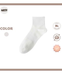 Tất Trắng Trơn Không Họa Tiết – Vớ Cotton Mềm, Dày Dặn, Thoáng Khí, Chống Trượt