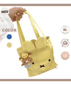 Túi vải thỏ Miffy kẻ ô zTown - Túi tote canvas